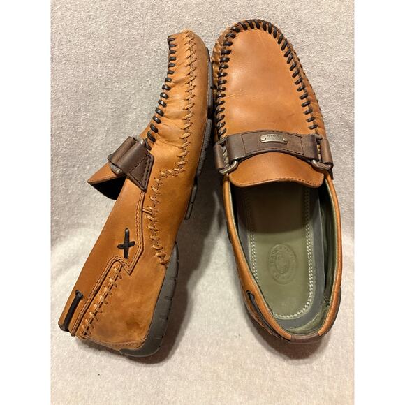 H.S. Trask Size 10.5 Cobbler Handstitched Brown Bison Leather Men’s Mocs Loafers main image 5
